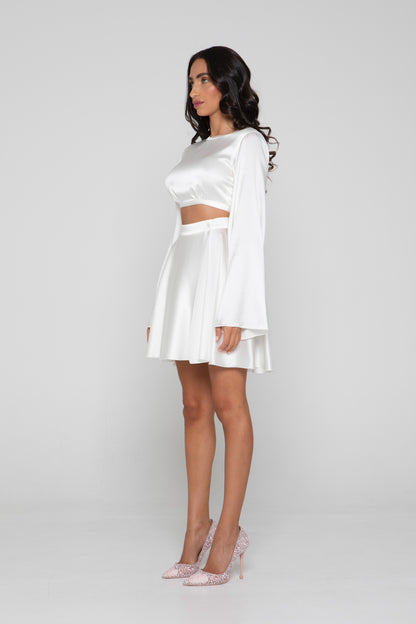 Silk Wrap Skirt in White